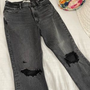 black abercrombie ankle straight ultra high rise